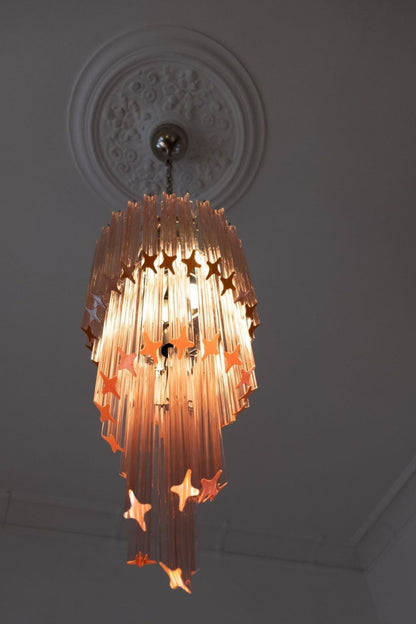 Pink Art Glass Prism Spiral Chandelier - view 10 | morylighting