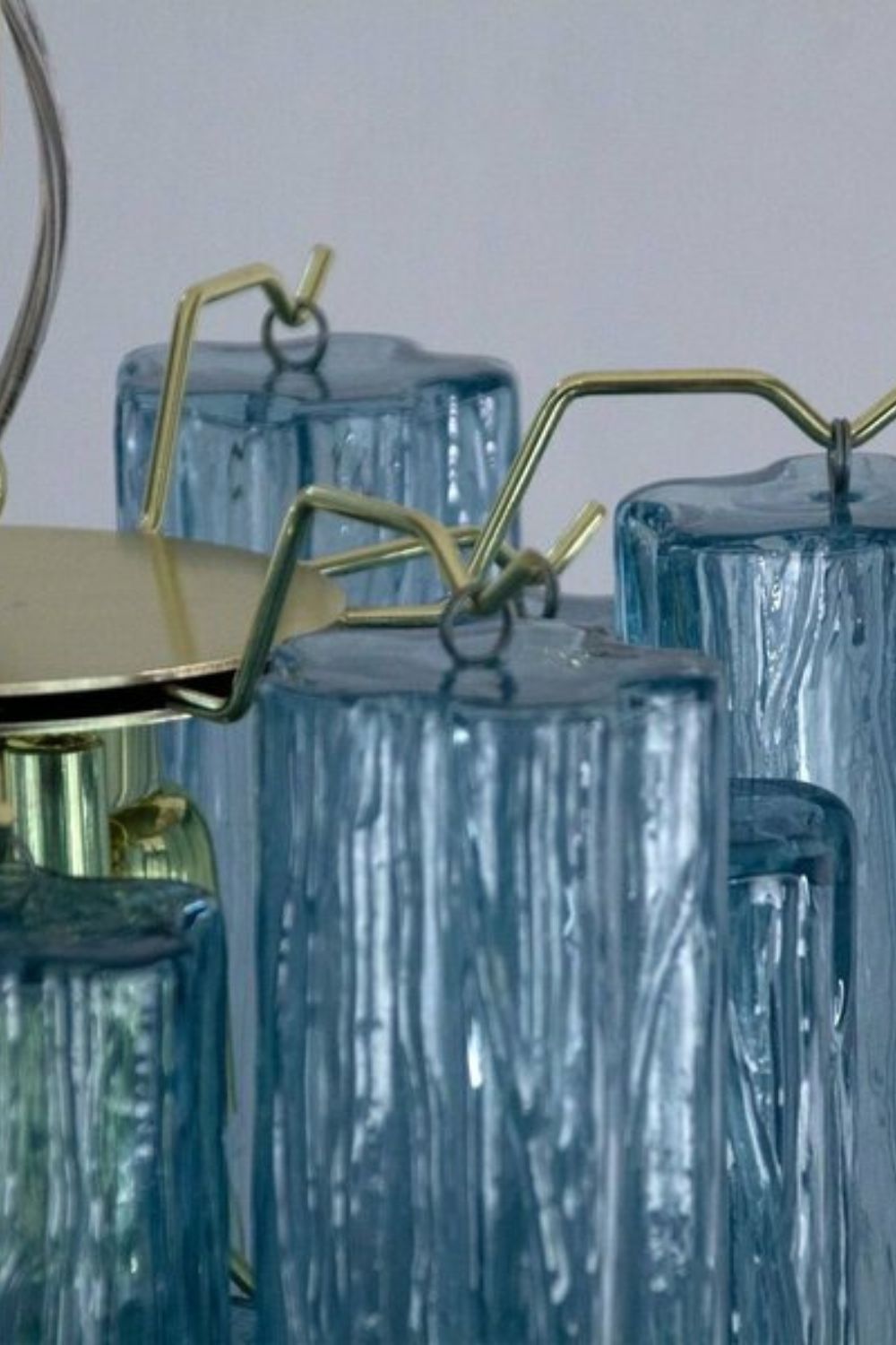 Retro Suspension Lamp with Blue Art Glass Tubes - view 10 | morylighting