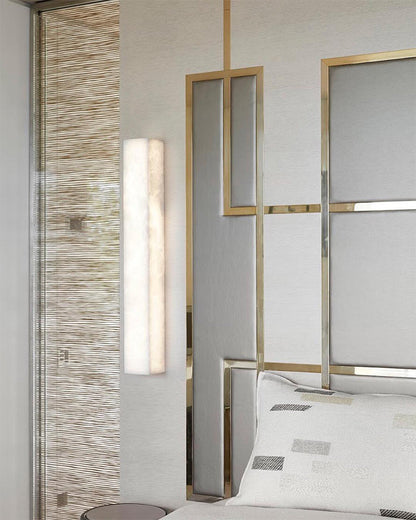 Rectangular Natural Semi-Translucent Alabaster Wall Lamp for Bath & Vanity