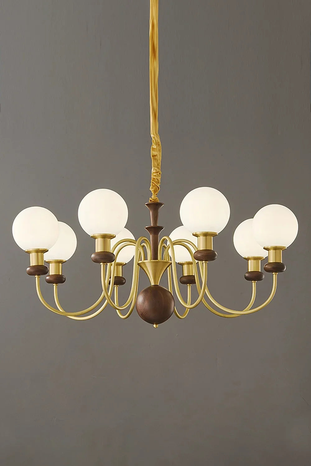 Vintage Walnut Wood Globe Chandelier - view 10 | morylighting