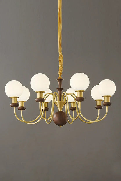 Vintage Walnut Wood Globe Chandelier - view 10 | morylighting