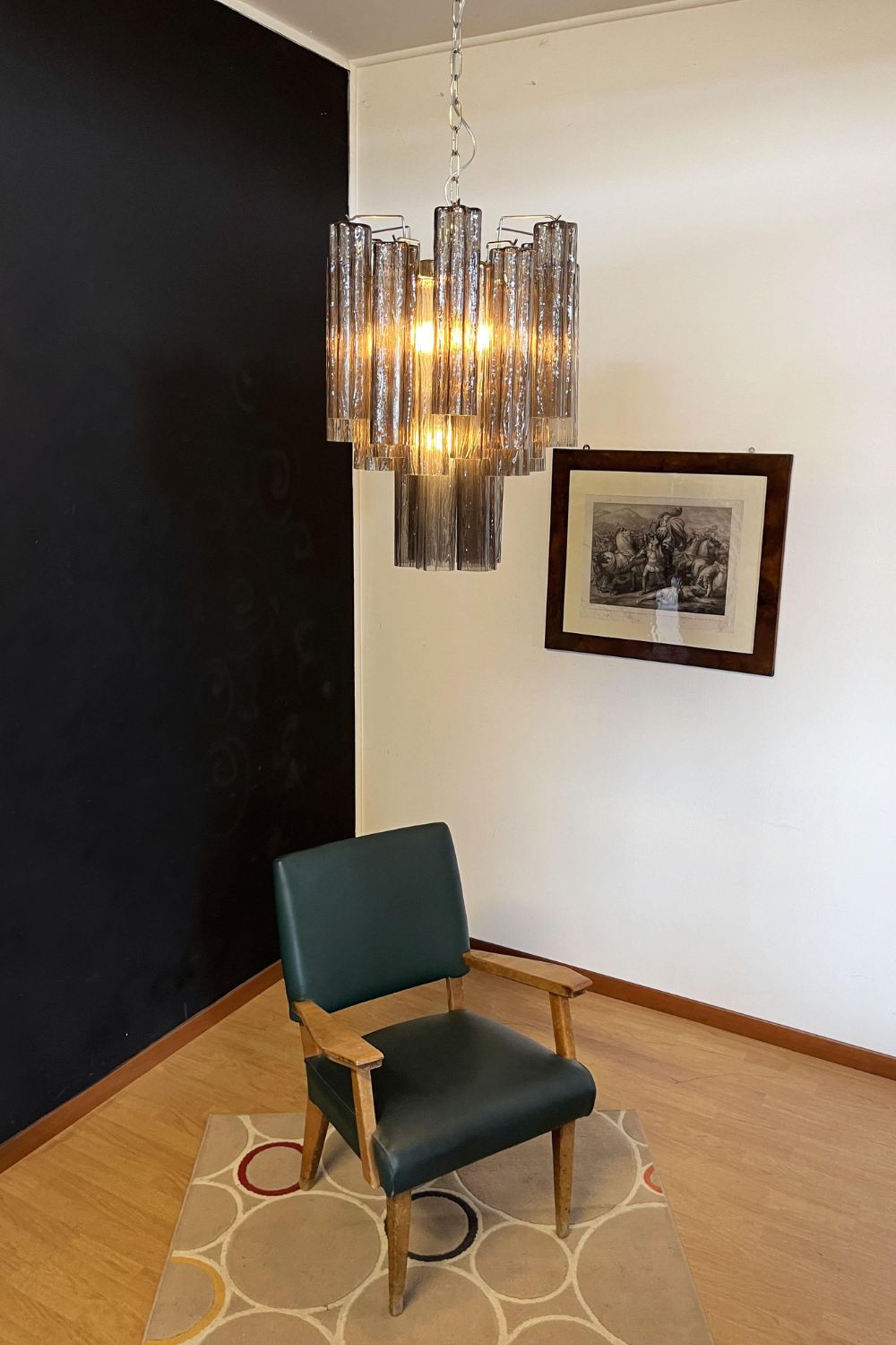 Vintage Smoked Glass Tube Chandelier - view 8 | morylighting