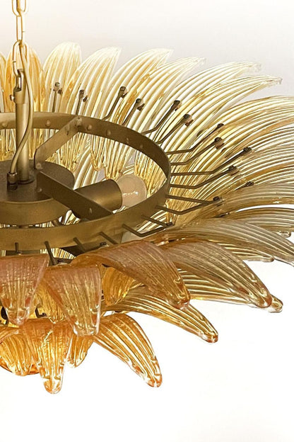 Amber Art Glass Palmette  Chandelier - view 12 | morylighting