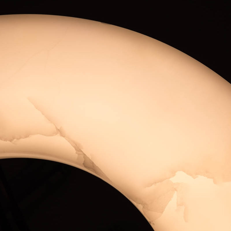 Round Alabaster Plate Chandelier, Exquisite Illumination