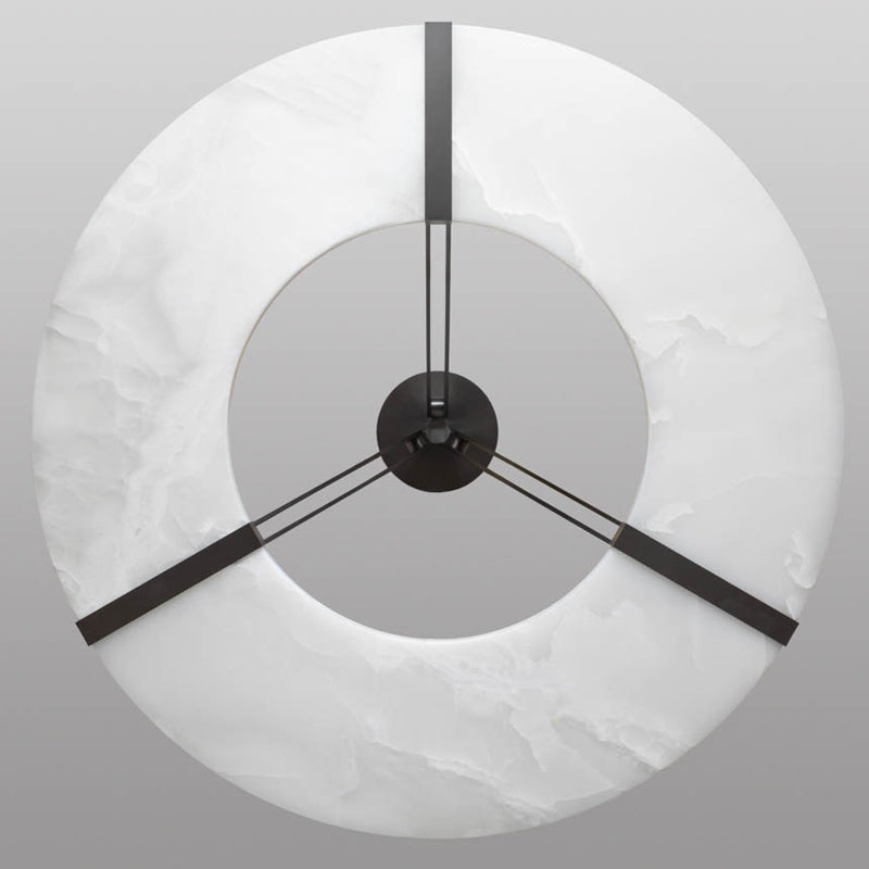 Round Alabaster Plate Chandelier, Exquisite Illumination