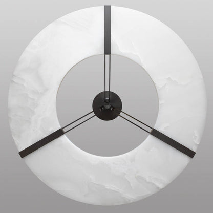 Round Alabaster Plate Chandelier, Exquisite Illumination