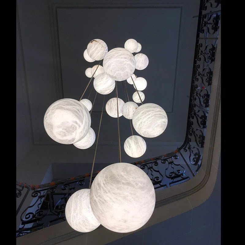 Alabaster Orb Cluster Pendant Chandelier