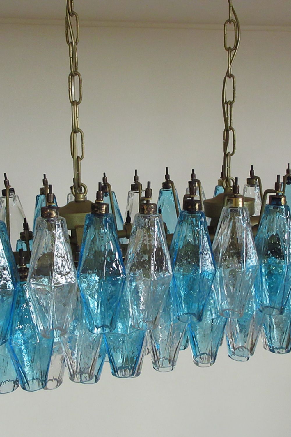 Vintage blue and clear glass Art Poliedri chandelier - view 11 | morylighting