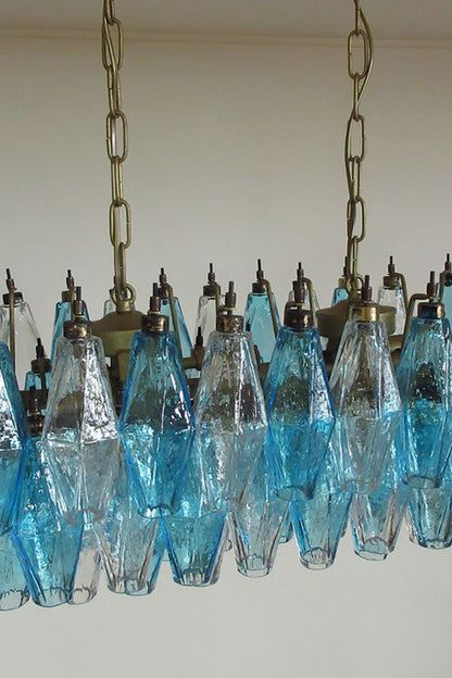 Vintage blue and clear glass Art Poliedri chandelier - view 11 | morylighting
