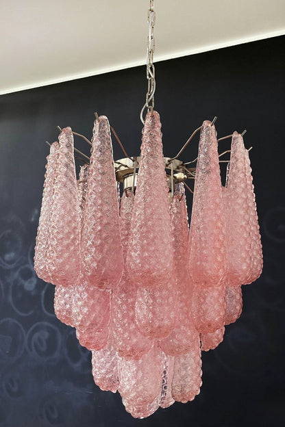 Pink Art Glass Teardrop Chandelier - view 7 | morylighting