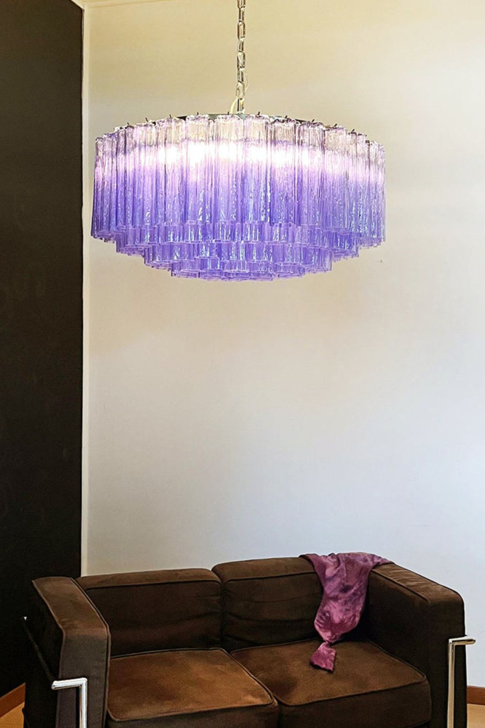Italian Modernist Purple Art Glass Tube Chandelier - view 9 | morylighting
