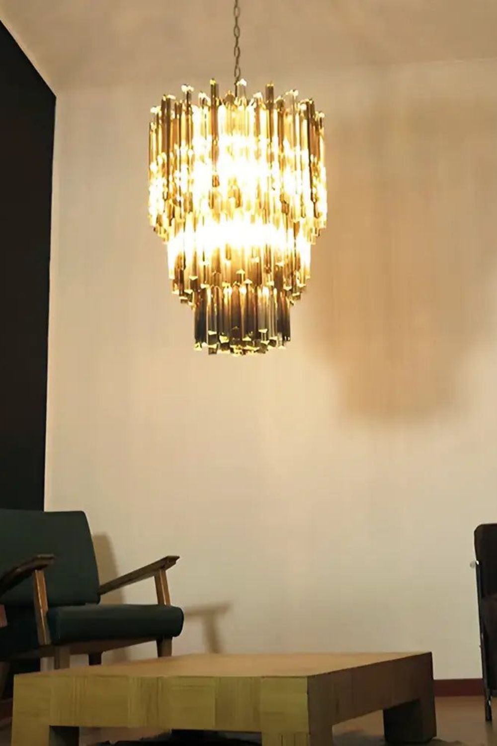 Smoked and Clear Art Glass Prism Chandelier - view 7 | morylighting