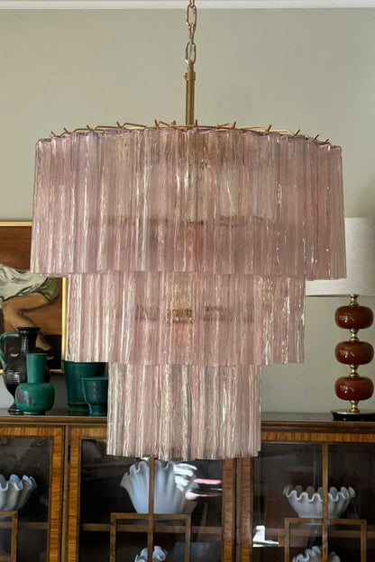 Art light pink glass tube chandelier - view 10 | morylighting