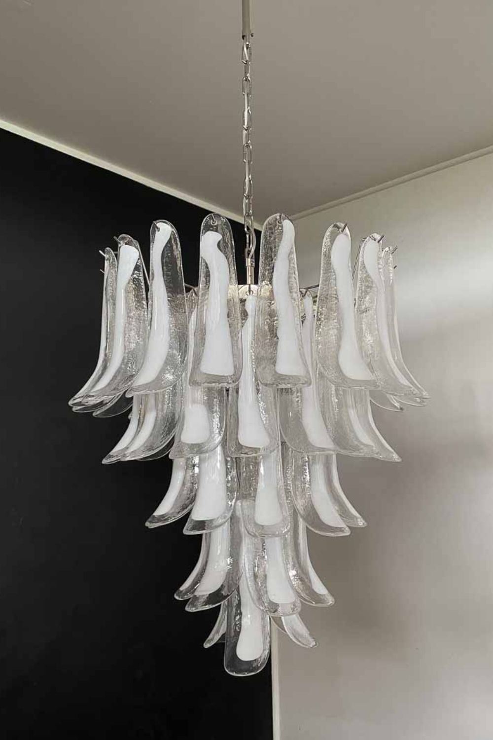 Clear Art Glass Petal Chandelier - view 10 | morylighting