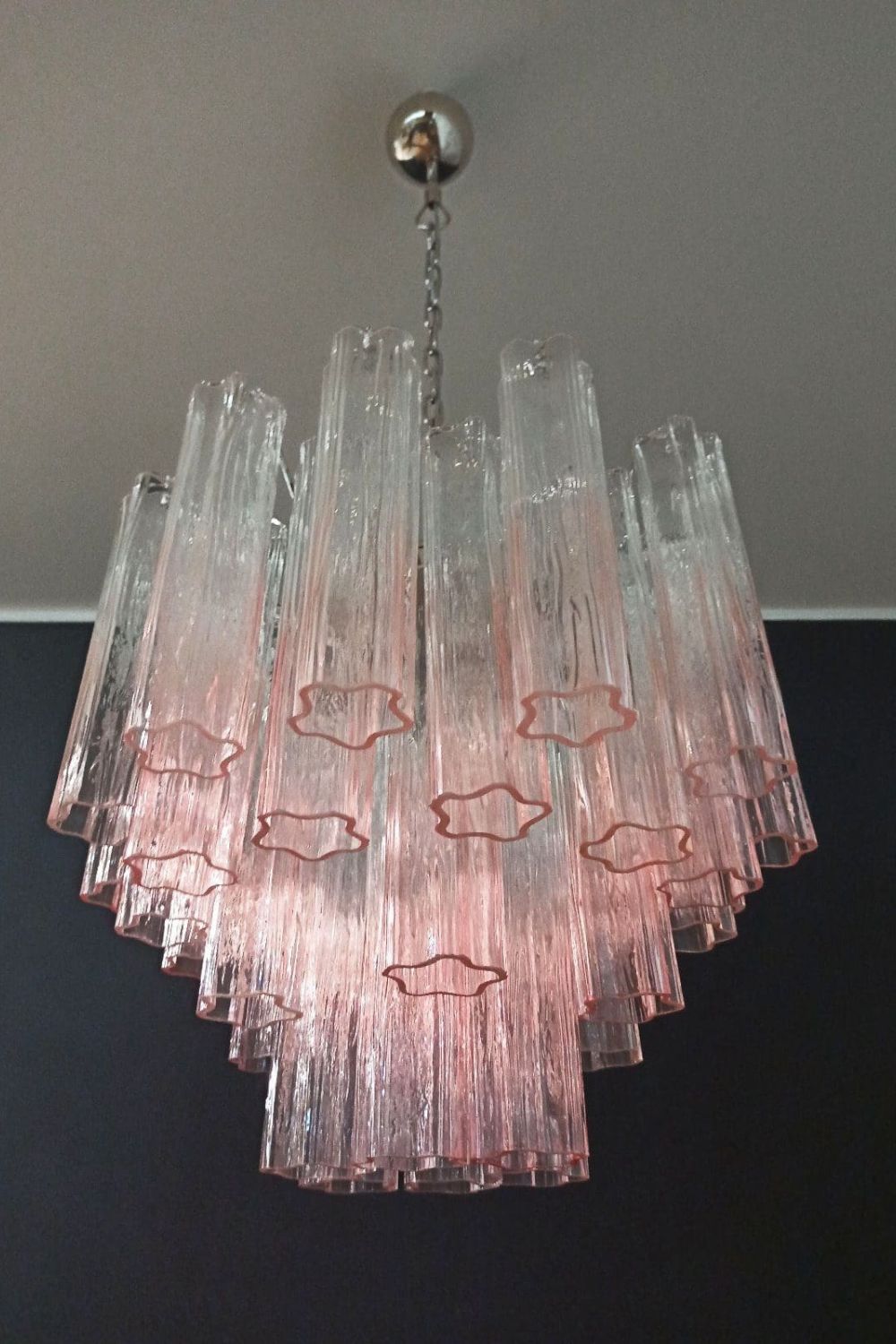 Pink Gradient Art Glass Tube Chandelier - view 7 | morylighting