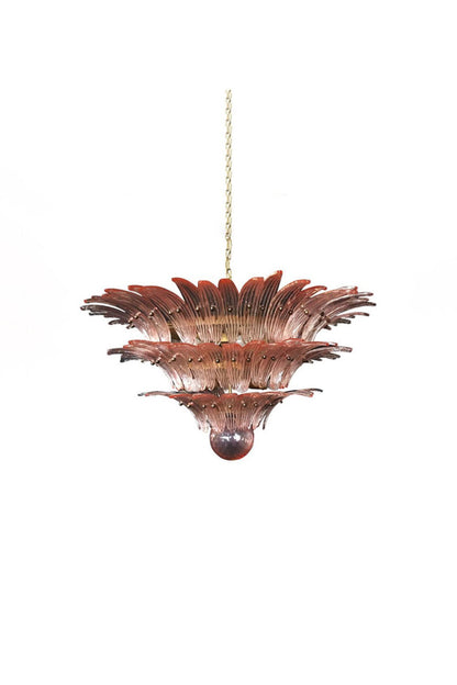 Art Vintage Palm Pink Triple Glass Chandelier | morylighting