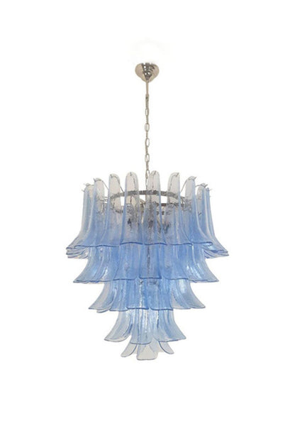 Vintage 1980s Blue Art Glass Petal Chandelier | morylighting