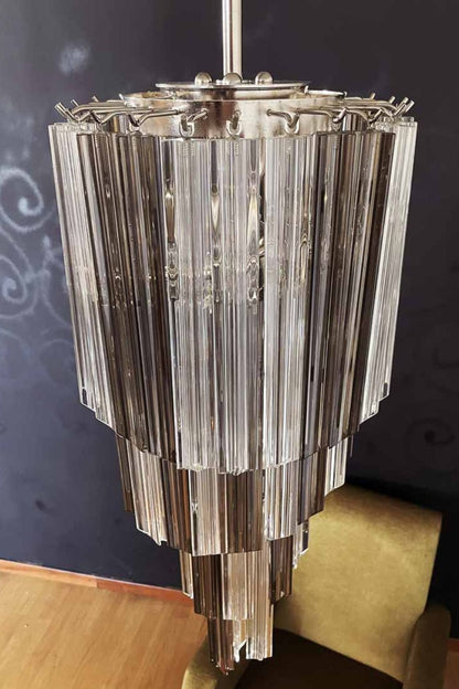 Vintage Smoked Art Glass Prism Spiral Chandelier - view 12 | morylighting