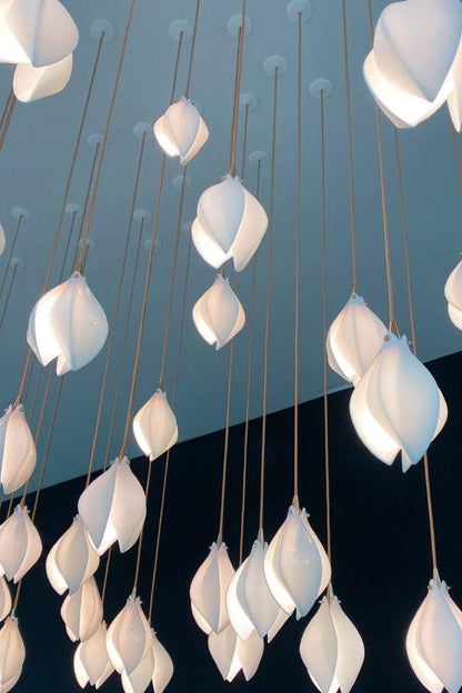 Gold Stem Ceramic Flower Chandelier - view 11 | morylighting