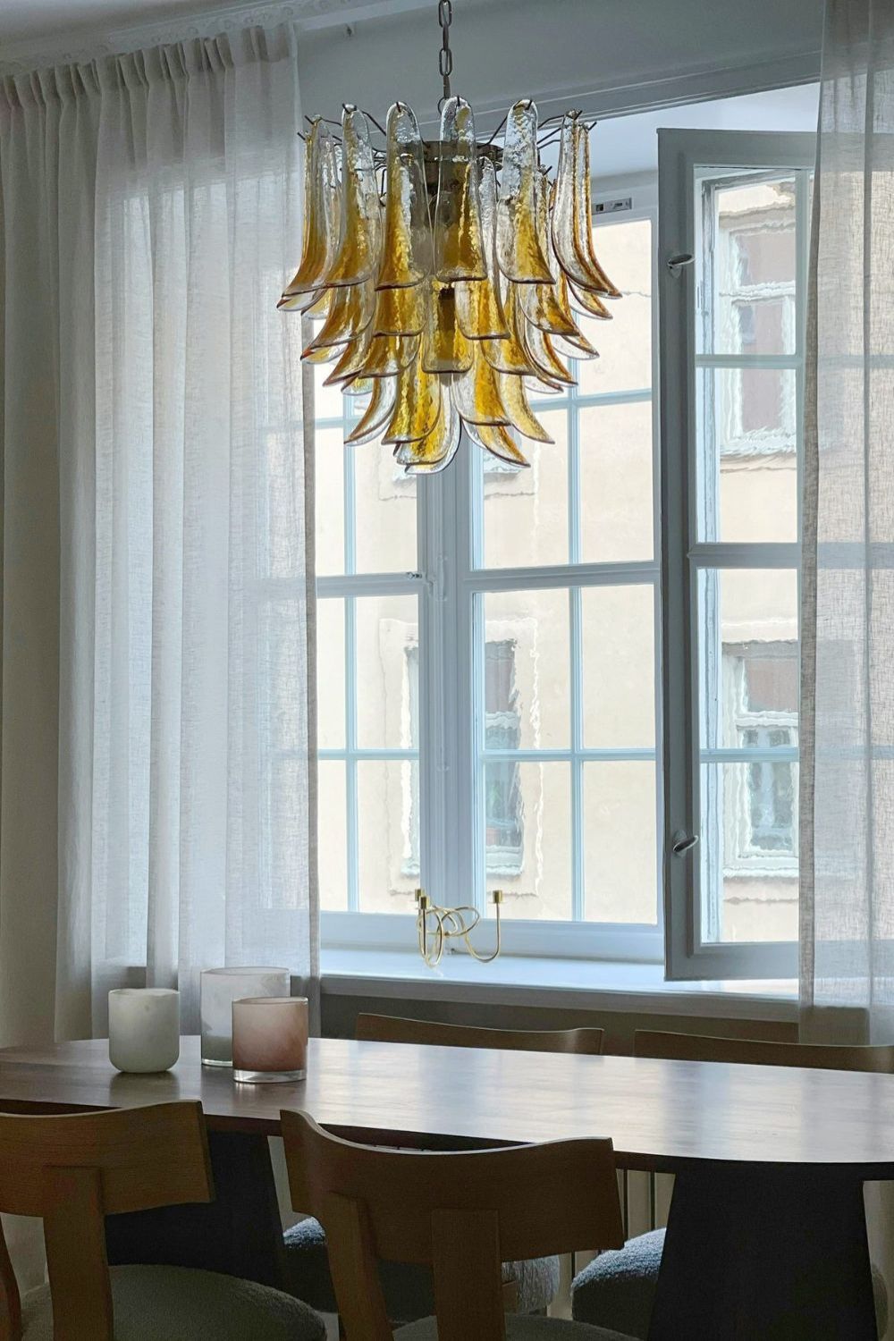 Mazzega Amber Glass Petal Chandelier - view 2 | morylighting