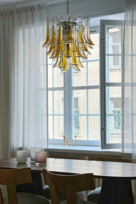 Mazzega Amber Glass Petal Chandelier - view 2 | morylighting