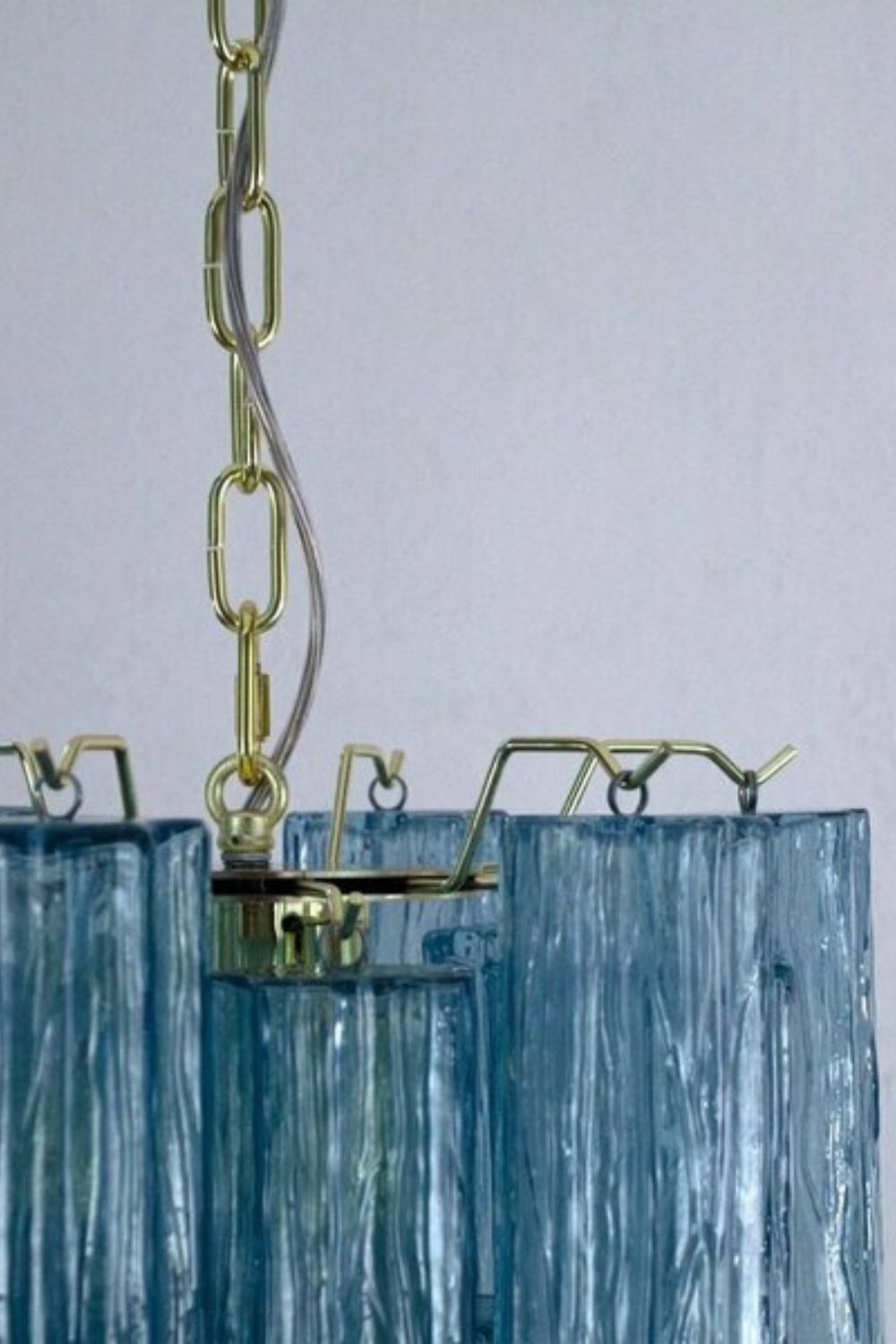 Retro Suspension Lamp with Blue Art Glass Tubes - view 11 | morylighting
