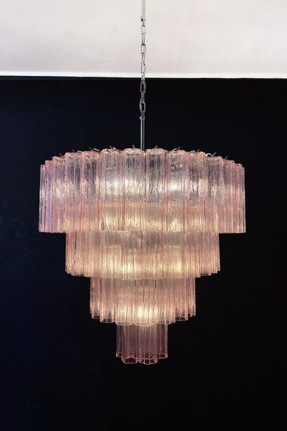 Large Pink Art Glass Tiered Chandelier - view 10 | morylighting
