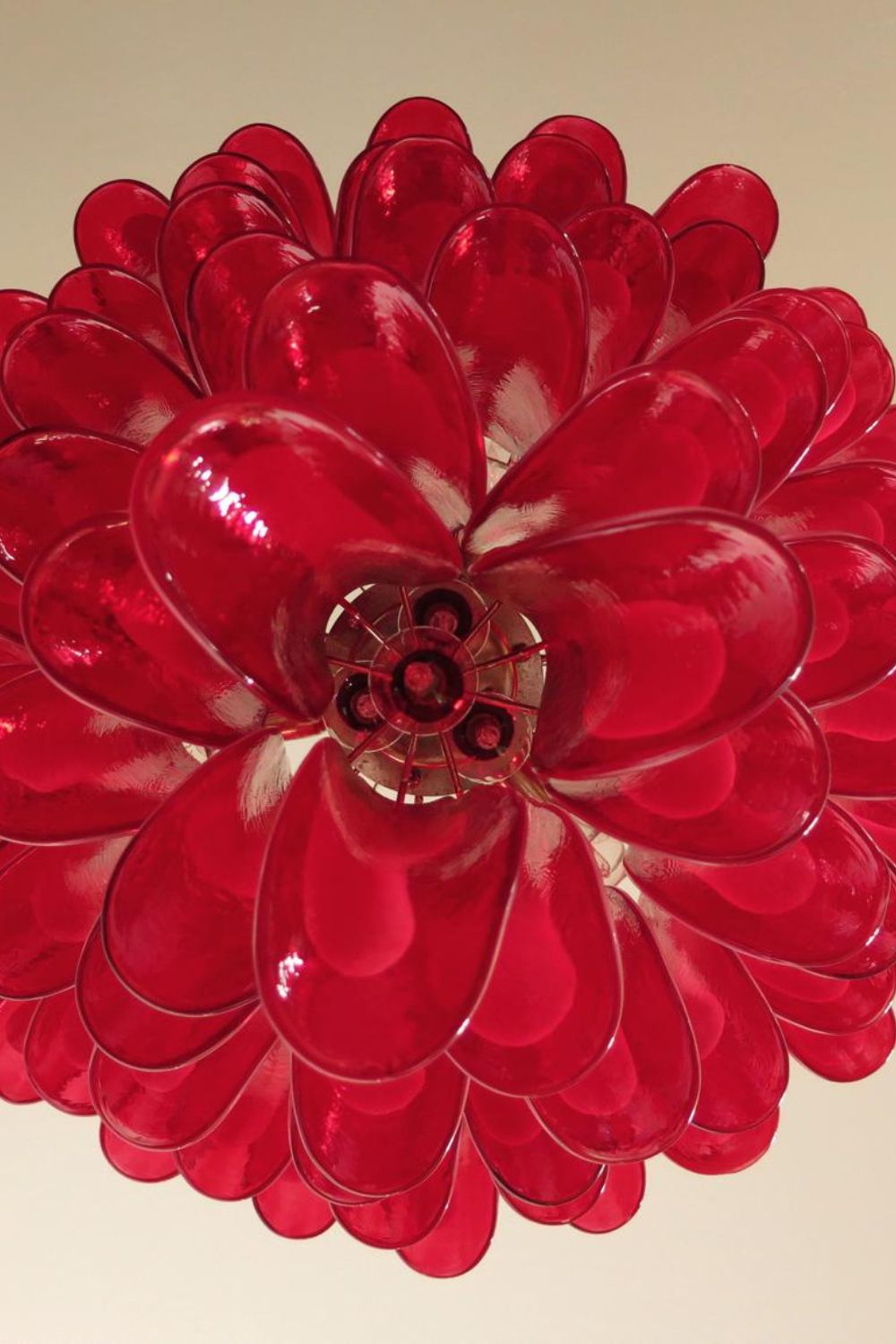 Mid-Century Red Art Glass Petal Chandelier - view 11 | morylighting