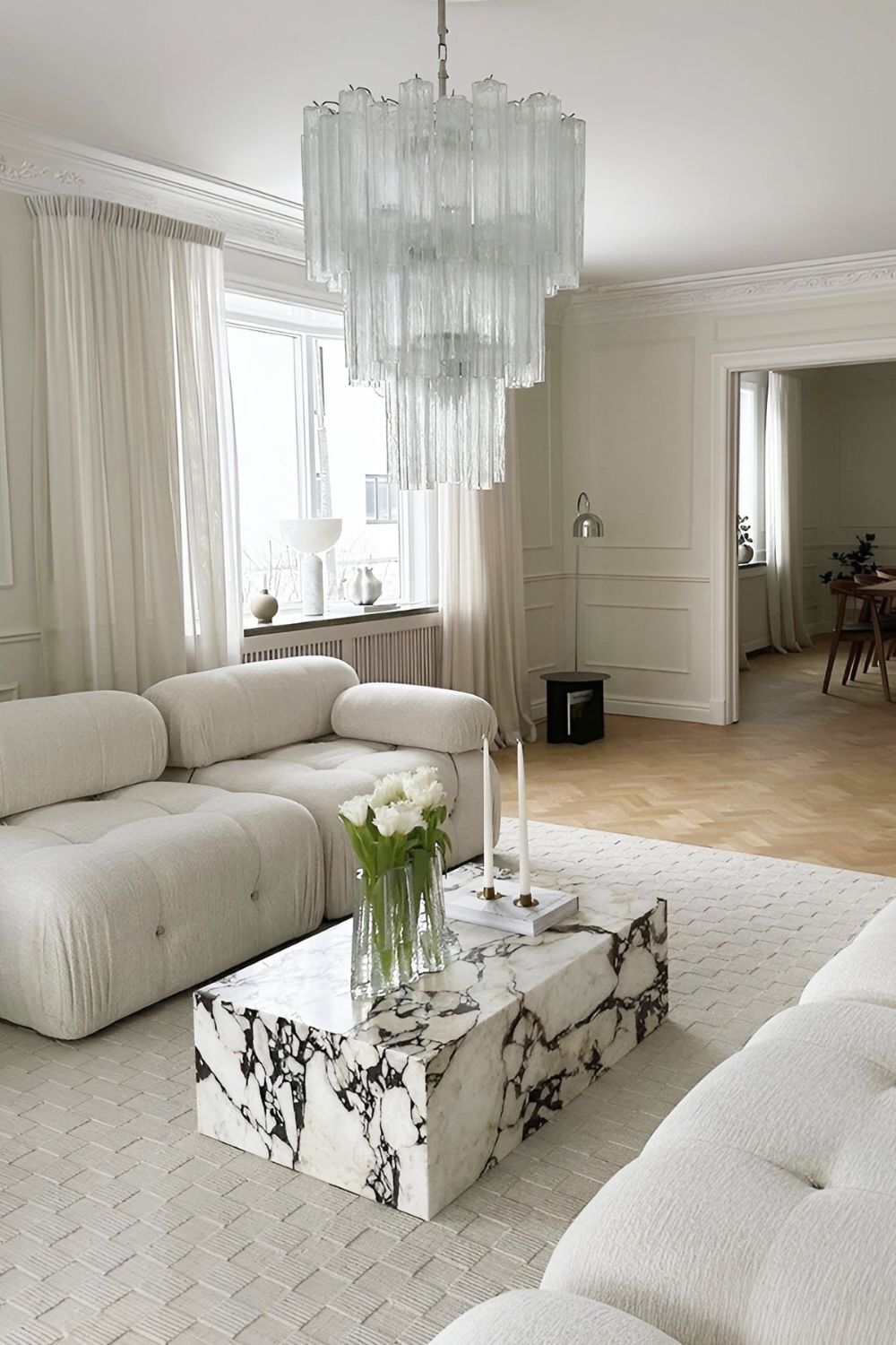 Art Venetian Clear Glass Tube Chandelier - view 2 | morylighting