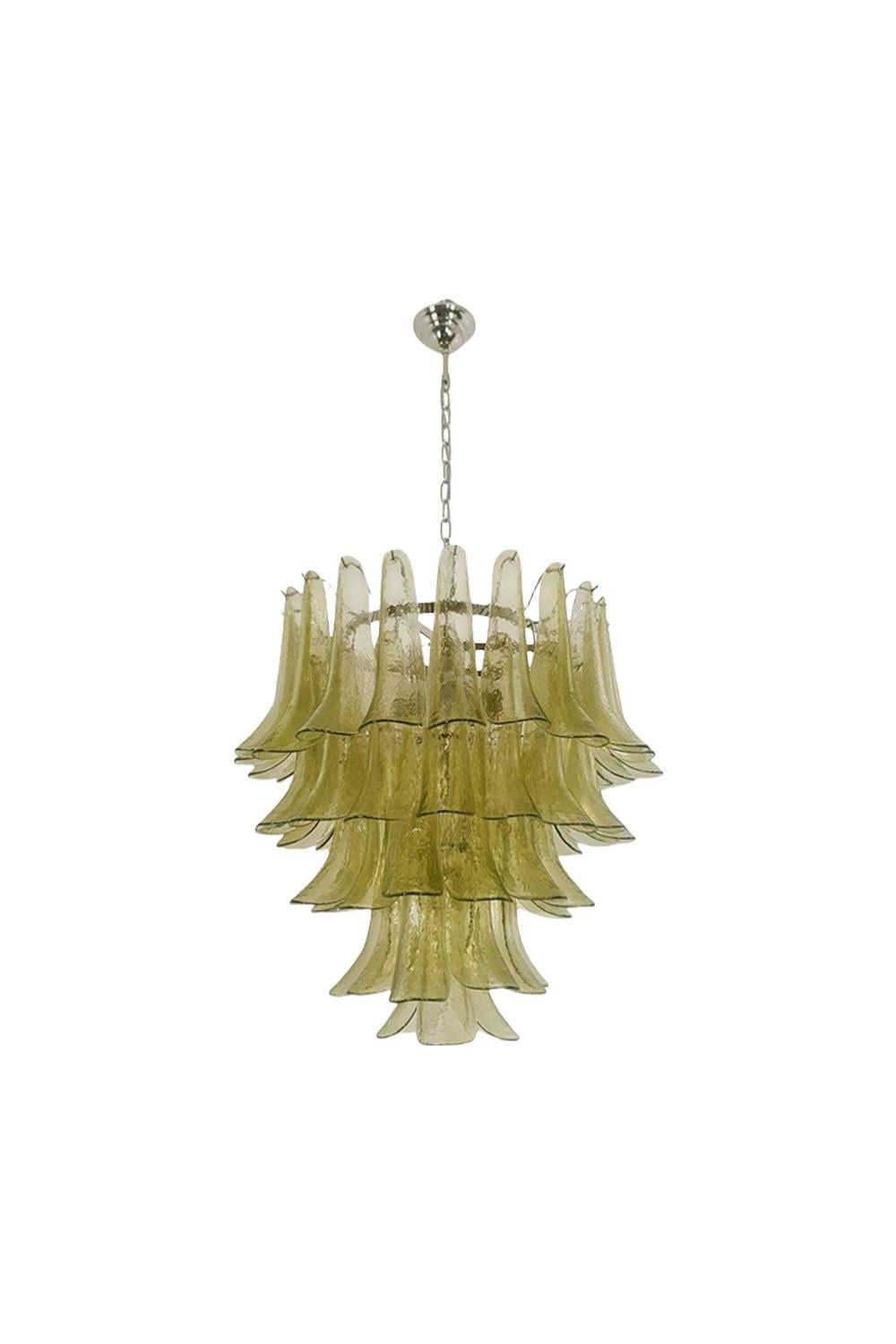 1970s Green Art Glass Petal Chandelier | morylighting