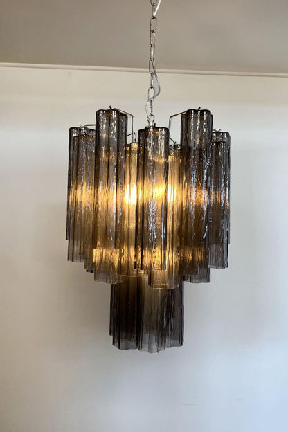 Vintage Smoked Glass Tube Chandelier - view 9 | morylighting