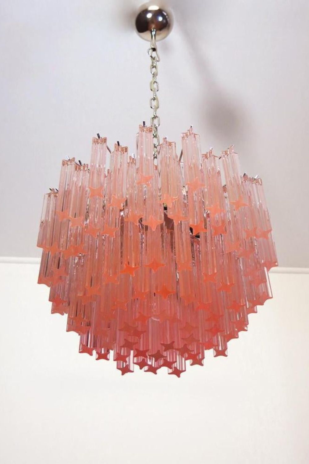 Venetian Pink Crystal Tube Art Chandelier - view 4 | morylighting