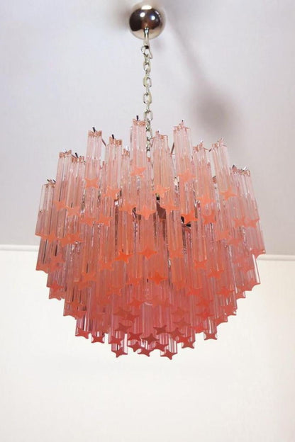 Venetian Pink Crystal Tube Art Chandelier - view 4 | morylighting