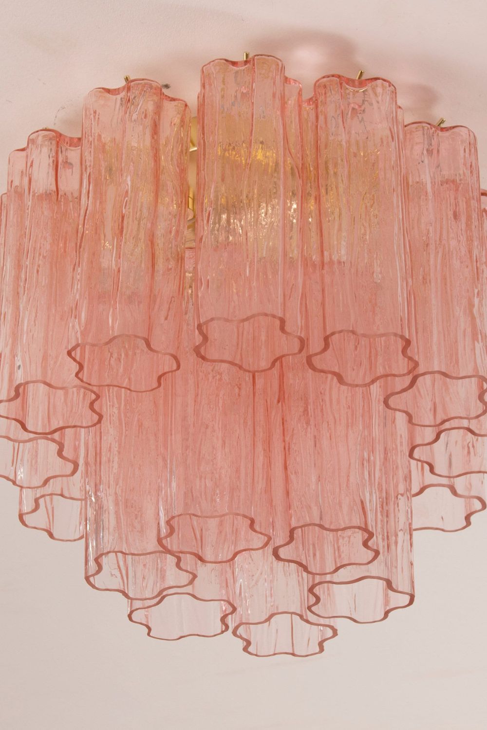 Vintage Pink Murano Tronchi Glass Ceiling Light - view 11 | morylighting