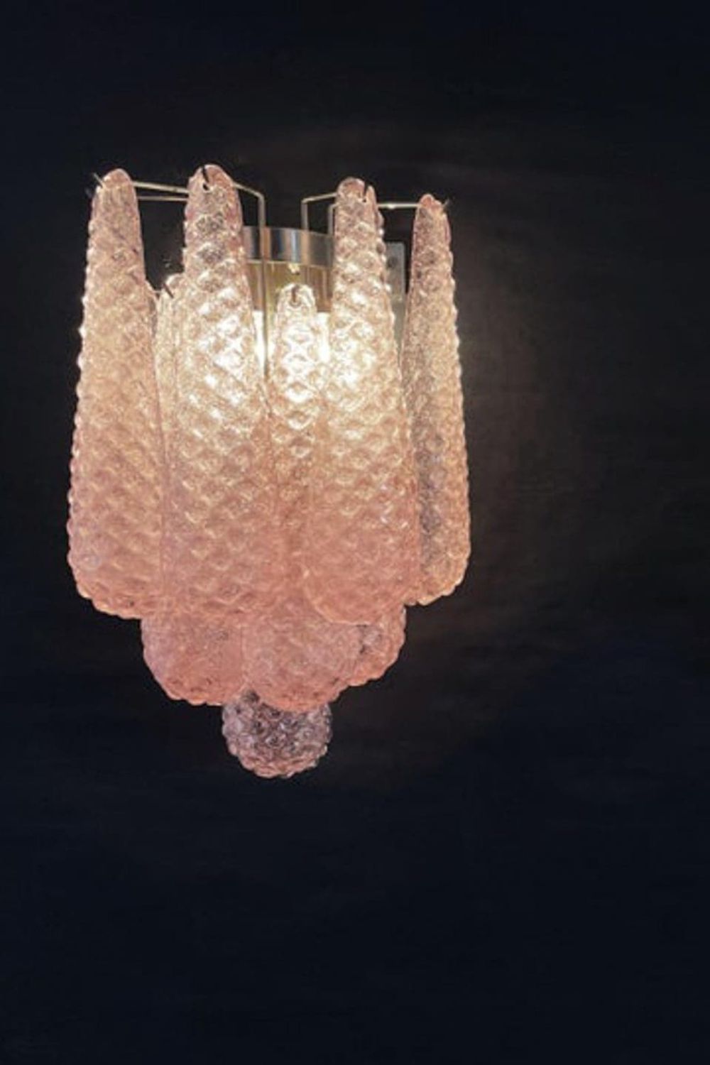 1970s Pink Art Glass Petal Wall Lamp - view 9 | morylighting