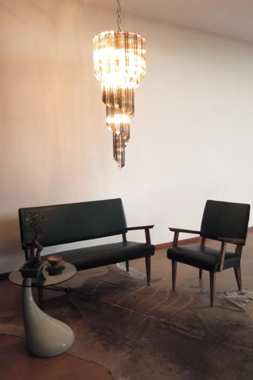 1983 Smoked Glass Prism Chandelier - view 4 | morylighting