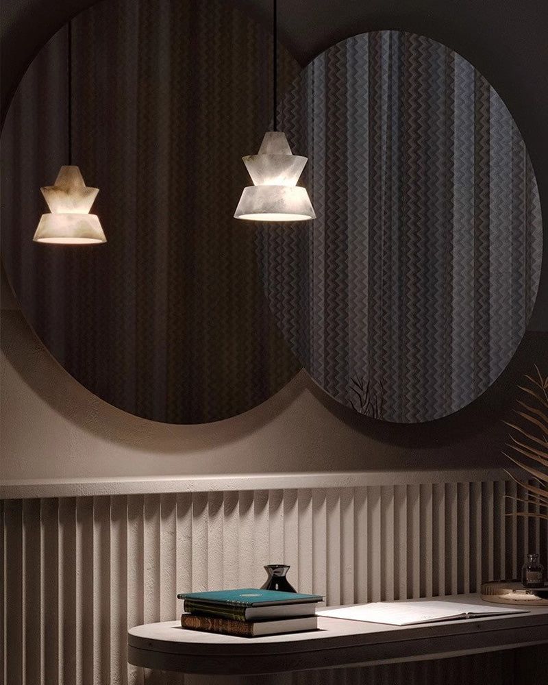 Brianna Alabaster Dining Table Pendant Modern Stacked Conical Pendant Light