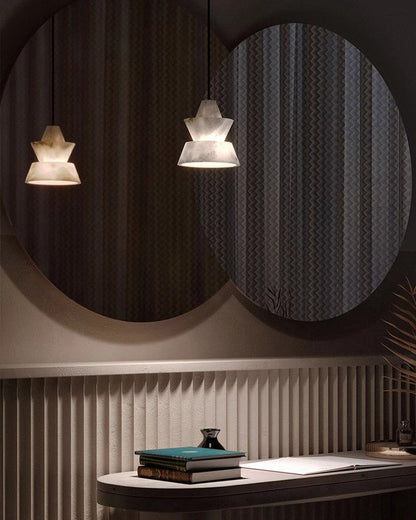 Brianna Alabaster Dining Table Pendant Modern Stacked Conical Pendant Light