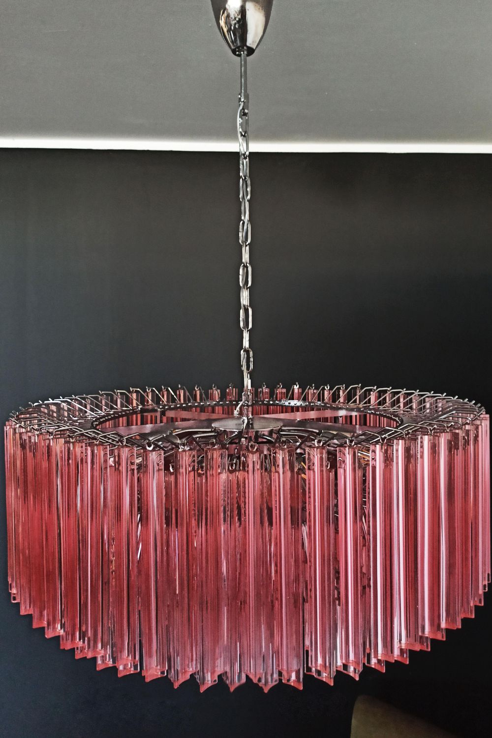 Large pink Art Triedri glass prism chandelier - view 8 | morylighting