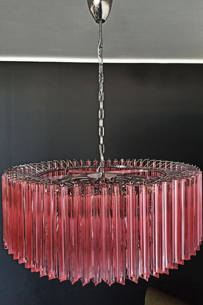 Large pink Art Triedri glass prism chandelier - view 8 | morylighting