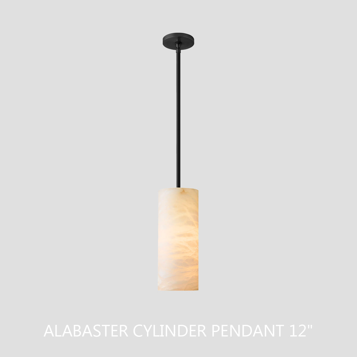Hand Carved Alabaster Cylinder Pendant Light
