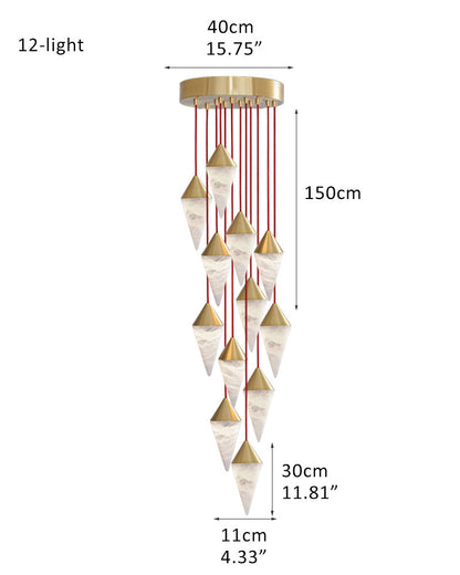 12 light Conical Cluster Minimalist Design Alabaster Pendant Light