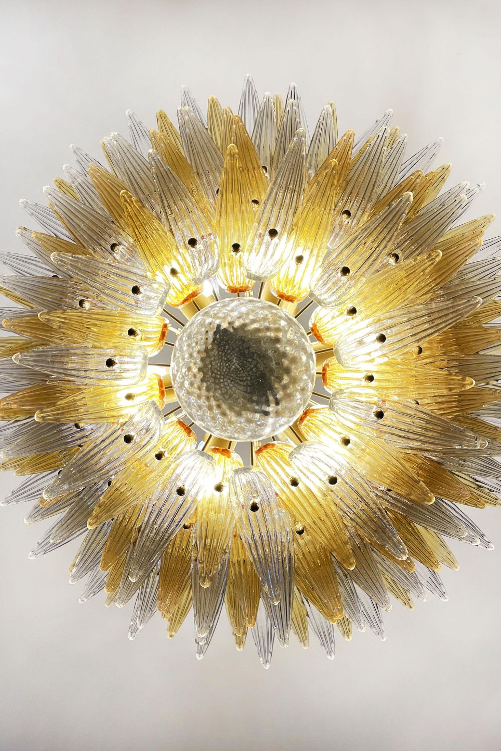 Amber and Clear Art Glass Palmette Chandelier - view 14 | morylighting