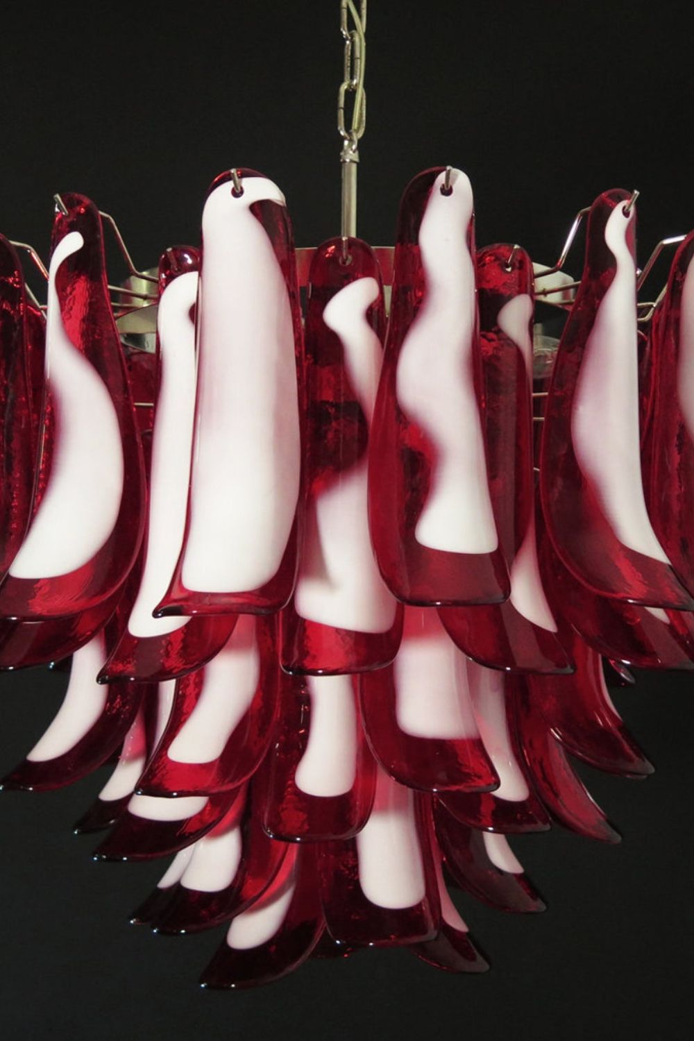 Red Art Glass Petal Chandelier - view 12 | morylighting