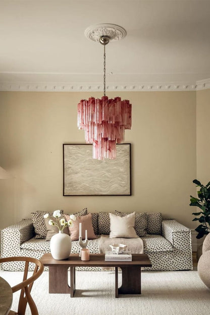 Ruby Glow Art Three-Tier Glass Chandelier - view 2 | morylighting