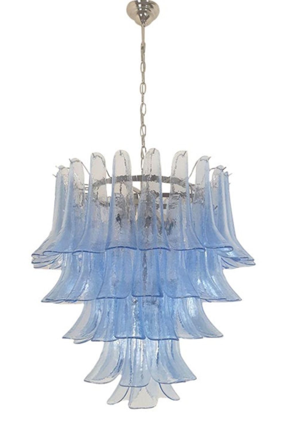 Vintage 1980s Blue Art Glass Petal Chandelier - view 12 | morylighting