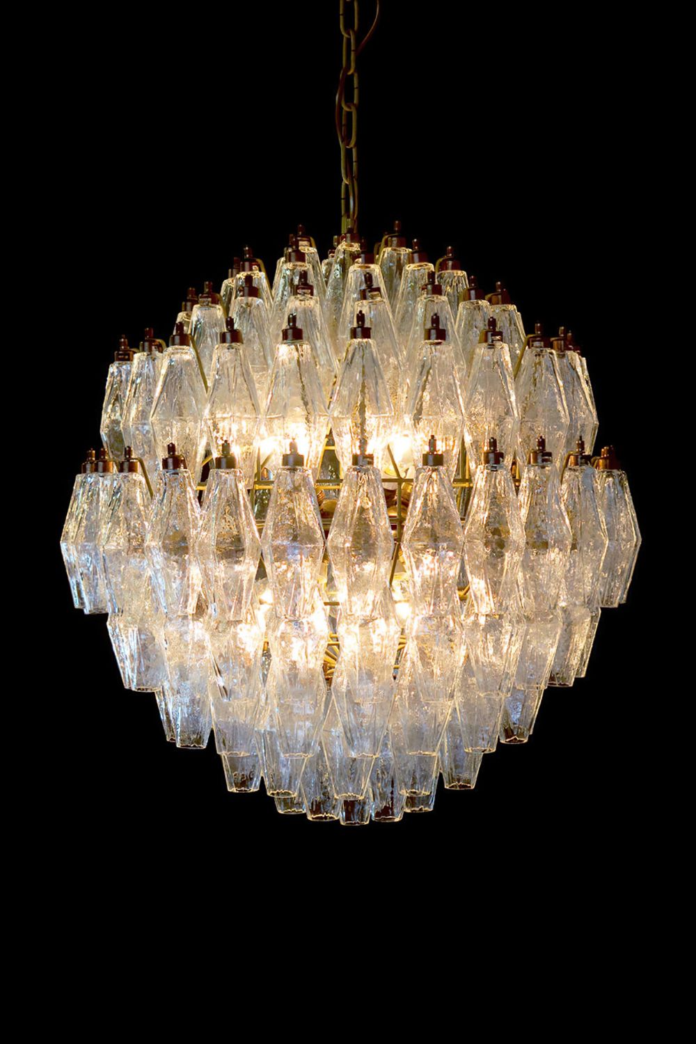spherical Clear Art Polyhedron Glass Chandelier - view 10 | morylighting