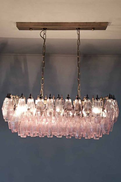 Art Poliedri Pink Glass Chandelier - view 2 | morylighting