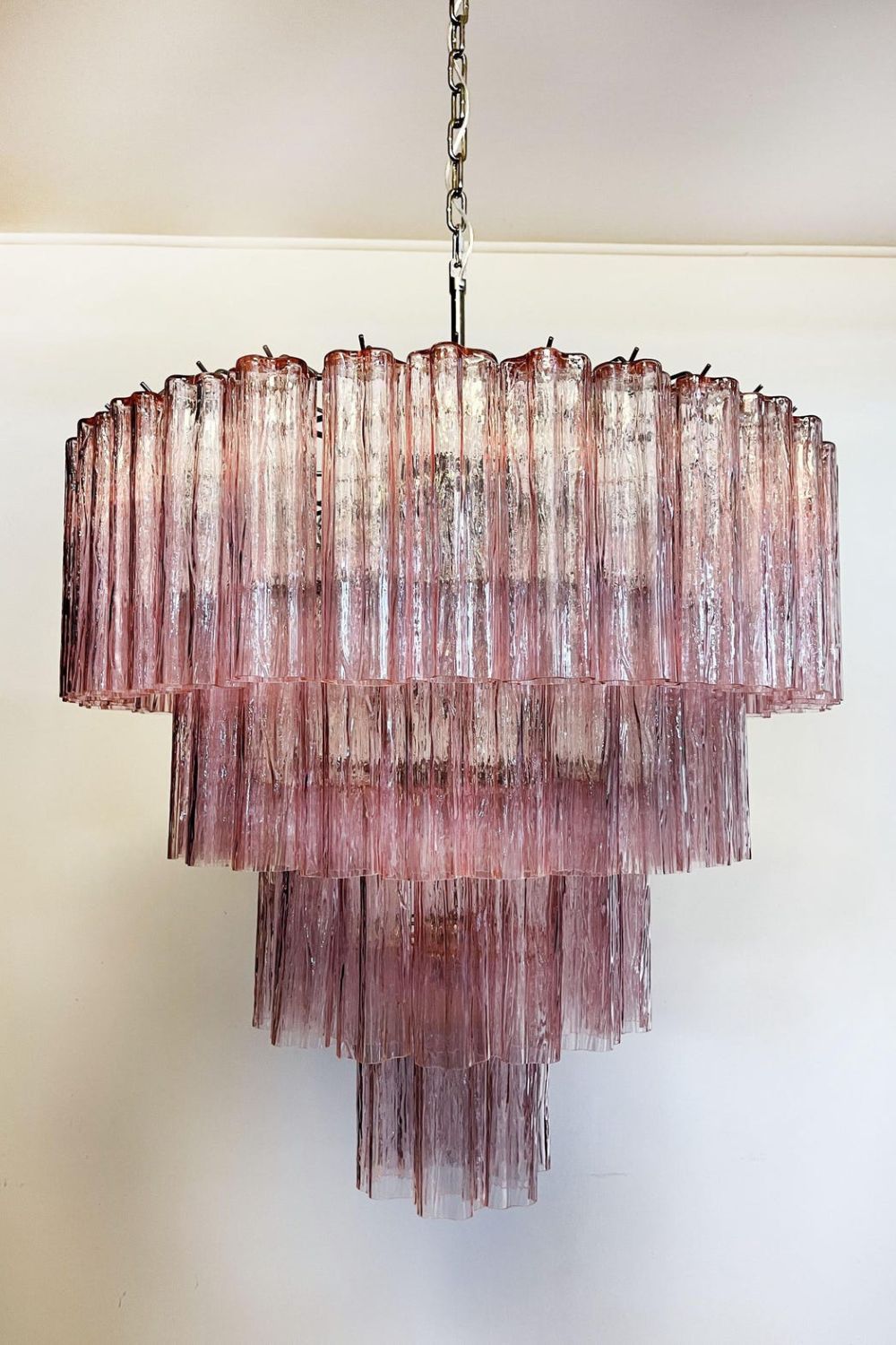 Large Pink Art Glass Tiered Chandelier - view 11 | morylighting