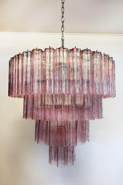 Large Pink Art Glass Tiered Chandelier - view 11 | morylighting